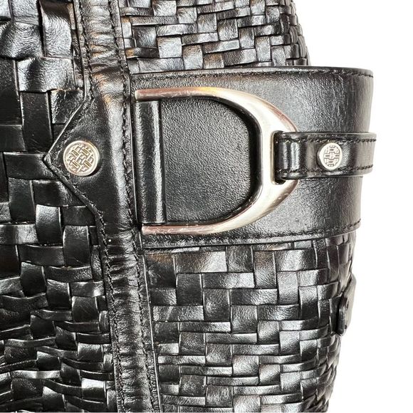 COLE HAAN Village Weave Leather Handbag Hobo or Circular in Black - Picture 4 of 16
